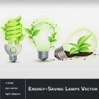 Eco Green Leaf and Energy Saving Lamps Vector