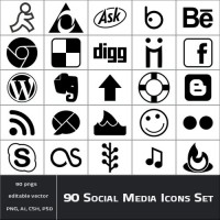 90 Mono Social Media Icon Sets