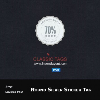 Round Silver Sticker Tag PSD