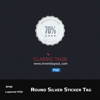 Round Silver Sticker Tag PSD