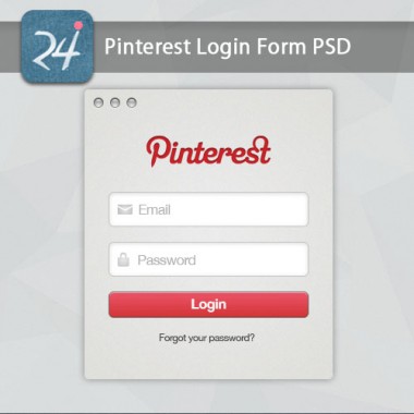 Pinterest Login Form PSD