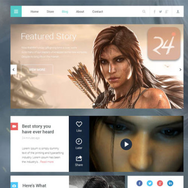 Flat Magazine Website UI kit PSD