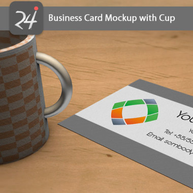 Business Card Mockup with Cup